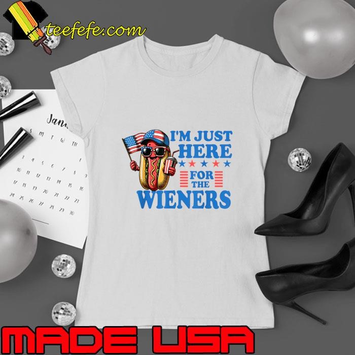 I'm Just Here For The Wieners 4th of July Hot Dog Usa Flag T-Shirt