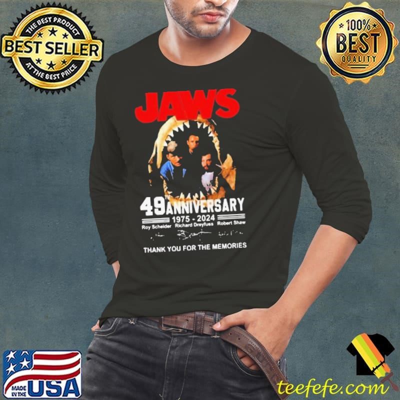 Jaws 49th Anniversary 1975 2024 Thank You For The Memories Signatures Long Sleeve Tee