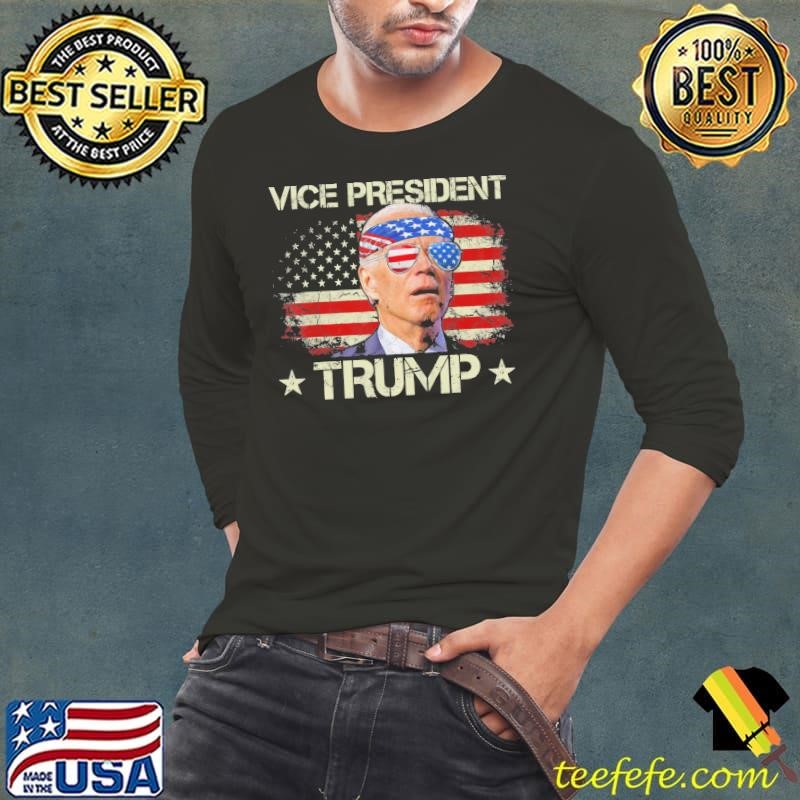 Joe Biden Confused Vice President Trump 2024 USA American Flag Long Sleeve Tee