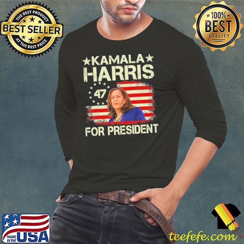 Kamala Harris For President 47 American Flag Election T-Shirt