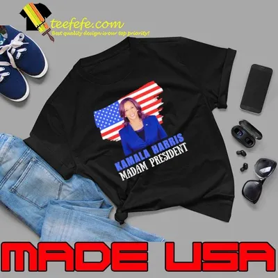 Kamala Harris Madam President American Flag maps Election T-Shirt