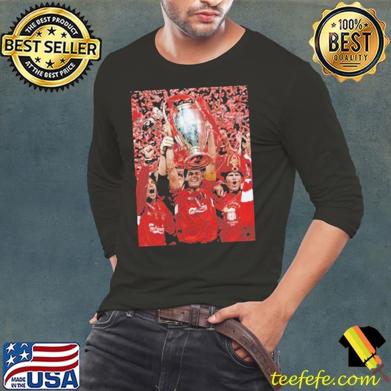 Legend Steven Gerrard With Liverpool FC Champions Premier League 2005-06 Long Sleeve Tee