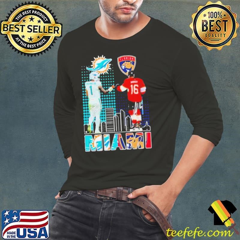 Miami Sports Teams Tua Tagovailoa And Aleksander Barkov Signatures Long Sleeve Tee