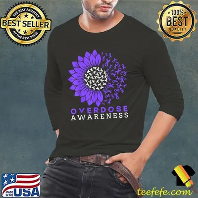 Overdose Awareness Month Sunflower Ribbon Purple T-Shirt