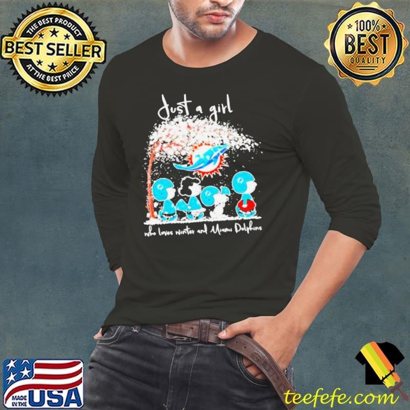 Peanuts Characters Just A Girl Who Loves Winter And Miami Dolphins shirt