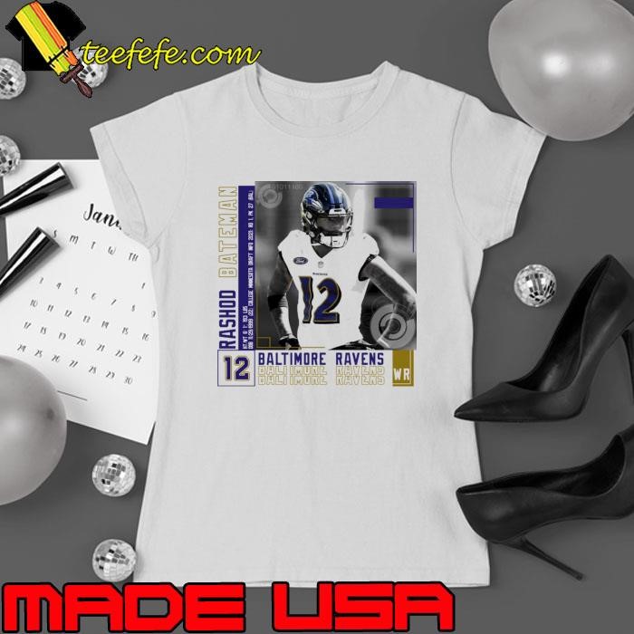 Rashod Bateman American football wide receiver for Baltimore Ravens Ladies tee