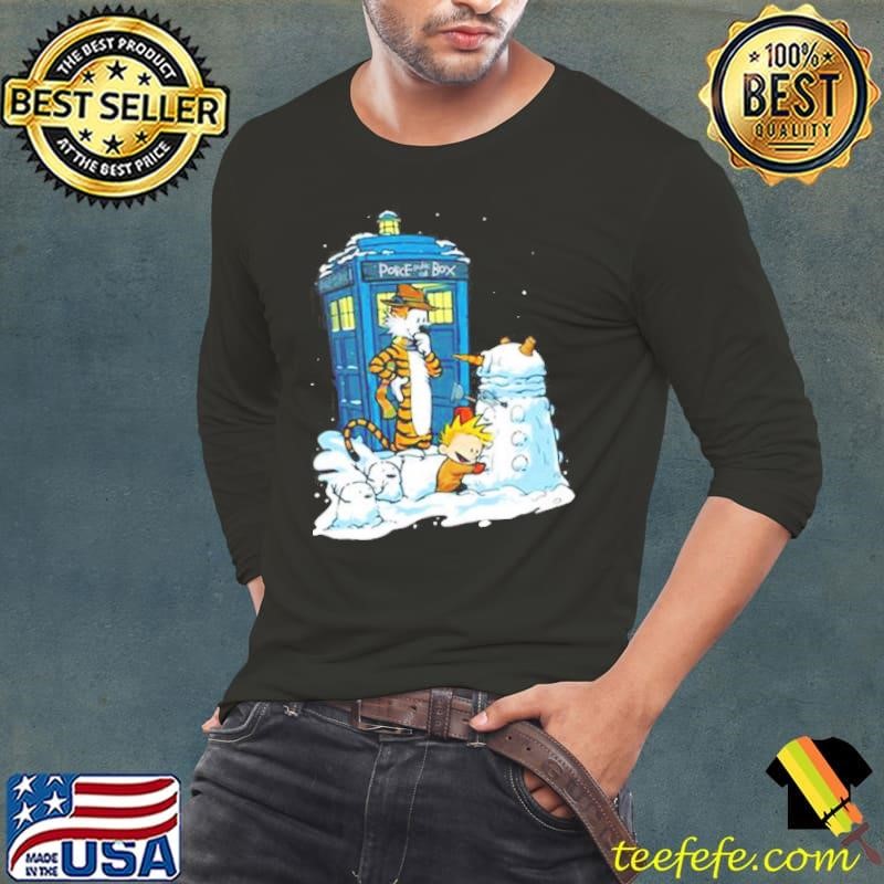Snow Dalek Calvin And Hobbes And Doctor Who Graphic Shirt