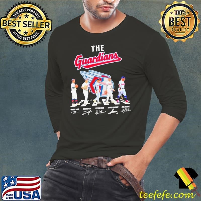 The Cleveland Guardians Abbey Road Bibee Naylor Steven Kwan Gimenez And Ramirez Signatures Long Sleeve Tee