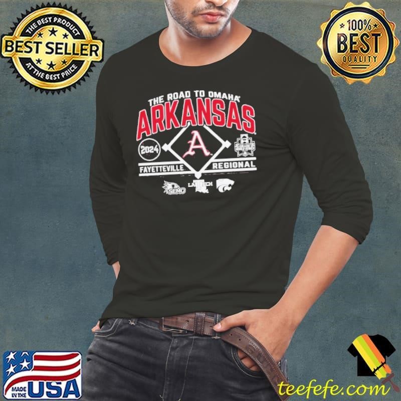 The Road to Omaha Arkansas Razorbacks 2024 Fayetteville Regional Long Sleeve Tee