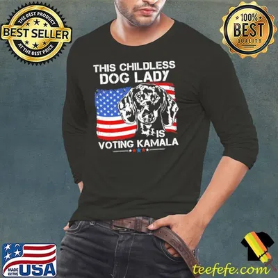 This Childless Dog Lady is Voting Kamala-Harris 2024 American Flag T-Shirt