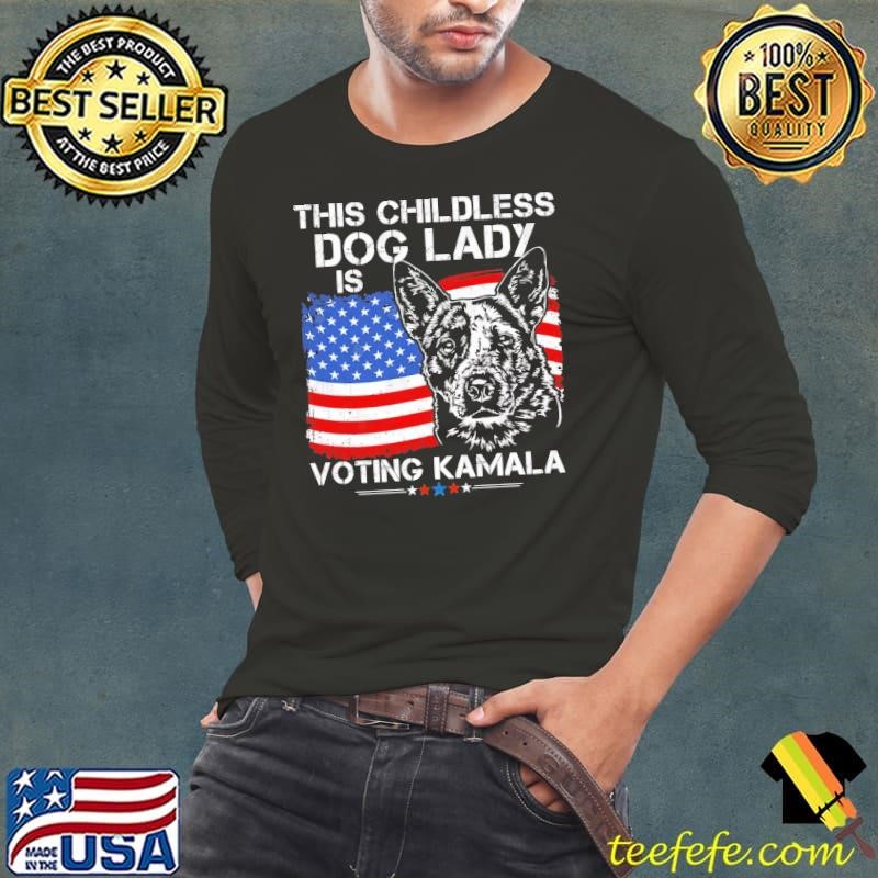 This Childless Dog Lady is Voting Kamala-Harris 2024 Usa Flag T-Shirt