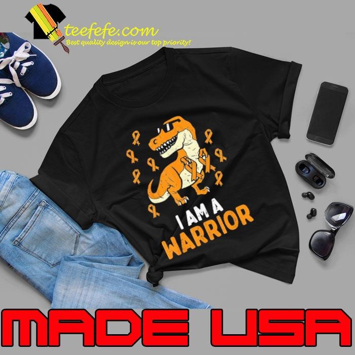 Trex Orange Ribbon Im A Warrior Leukemia Awareness T-Shirt
