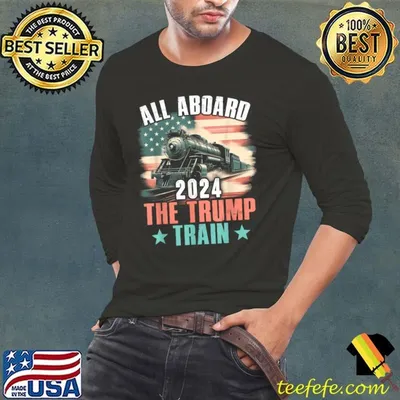 Trump 2024 All Aboard The Trump Train 2024 USA Flag T-Shirt
