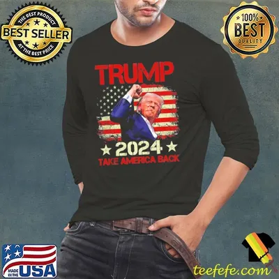 Trump Fist Pump Shot At 2024 Survives Rally Usa Flag T-Shirt
