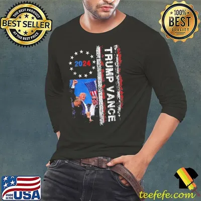 Trump Vance 2024 Stripe Trump JD Vance Usa Flag T-Shirt