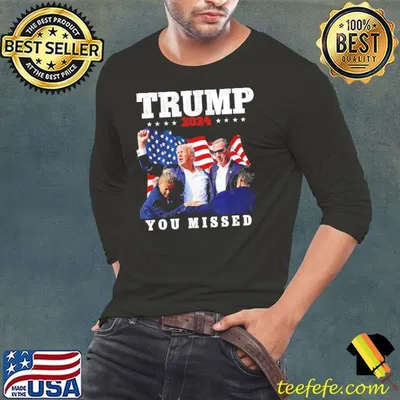 Trump You Missed 2024 Stars Assasination Bloody Usa Flag T-Shirt