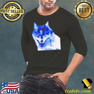 Blue Wolf Watercolor Shirt