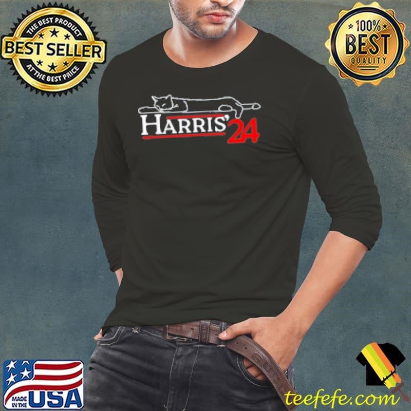 Cat Ladies For Kamala Funny Cat 2024 President Kamala Harris Long Sleeve Tee