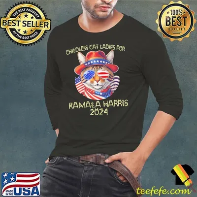 Childless Cat Ladies For Kamala Harris 2024 Election American flag T-Shirt