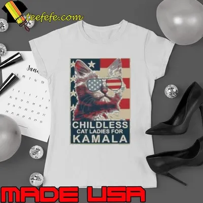 Childless Cat Lady Kamala Ladies For Kamala Harris President 2024 Shirt
