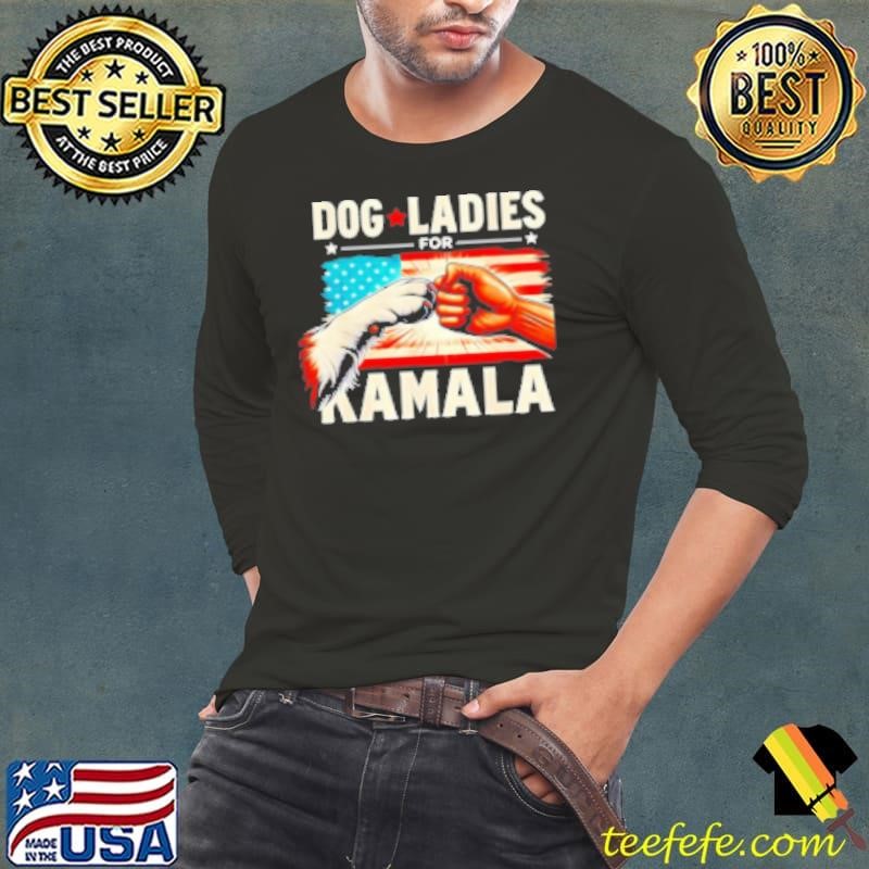 Dog Ladies For Kamala USA Flag Long Sleeve Tee