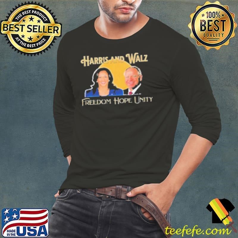 Elect Harris Walz 2024 Freedom Hope Unity Long Sleeve Tee