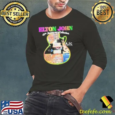 Elton John Guitar Band 60Th Anniversary Collection Signatures Shirt
