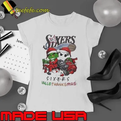 Grinch And Jack Philadelphia 76ers Friends HalloThanksMas Shirt