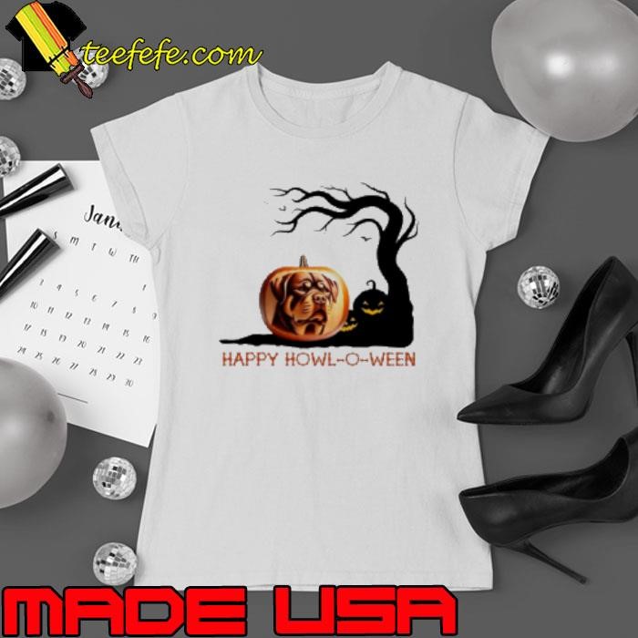 Happy Howl O Ween Rottweiler Pumpkin Halloween Ladies tee