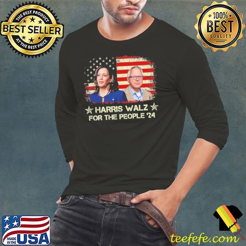 Harris Waltz FOr The People American Flag 2024 Election President Harris Waltz T-Shirt