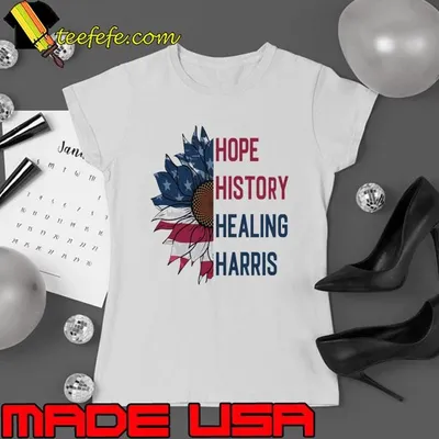 Hope History Healing Harris Sunflower American Flag Vote T-Shirt