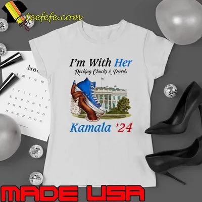 I'm With Her Rocking Chucks & Pearls Kamala 2024 Retro T-Shirt