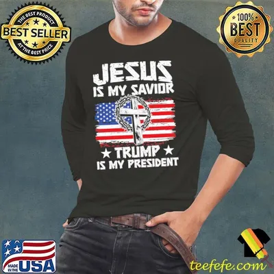 Jesus is My Savior Trump is My President American Flag Cross T-Shirt