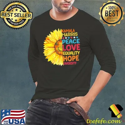 Kamala Harris Peace Love Equality Hope Diversity Sunflower T-Shirt