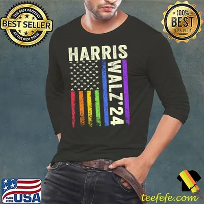 Kamala Harris Tim Walz 2024 Peace LGBT Usa Flag T-Shirt