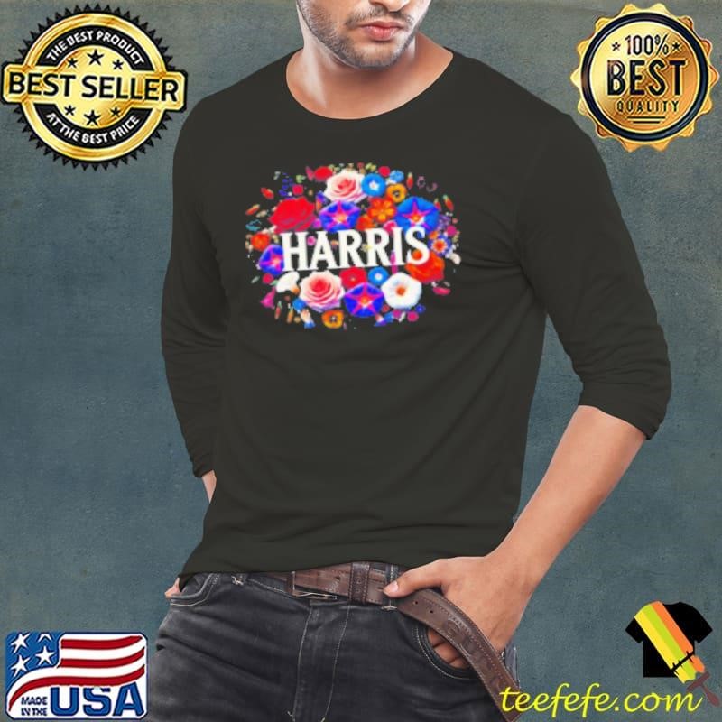 Kamala Harris Vintage Floral Feminine First Female President Flowers Long Sleeve Tee