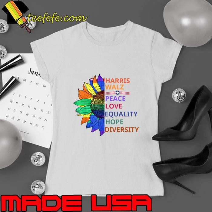 Kamala Harris Waltz Peace Love Equality Hope Diversity Sunflower T-Shirt