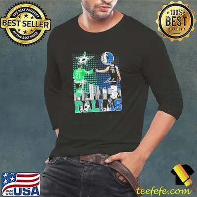 Luka Doncic And Jason Robertson Dallas Skyline Sports Teams 2024 Signatures shirt