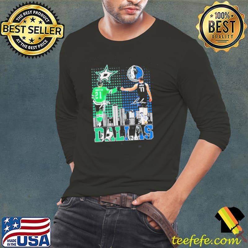 Luka Doncic And Jason Robertson Dallas Skyline Sports Teams 2024 Signatures shirt