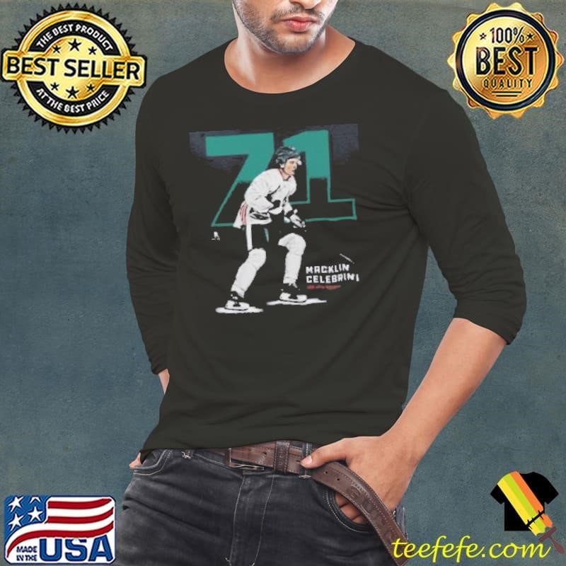 Macklin Celebrini San Jose Outline Long Sleeve Tee