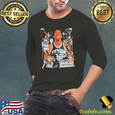 Magic Johnson Michigan State Basketball Player Signature Graphic shirt