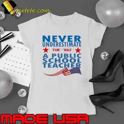 Never Underestimate A Public School Teacher Election Usa Flag T-Shirt