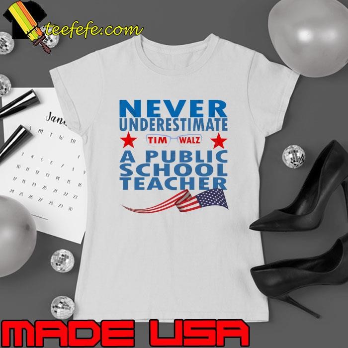 Never Underestimate A Public School Teacher Election Usa Flag T-Shirt