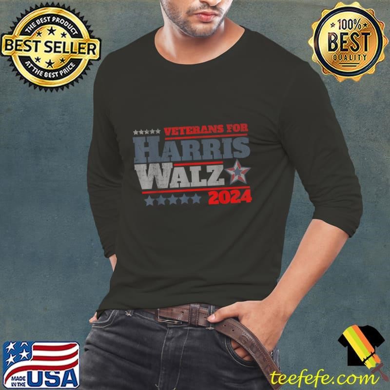 Retro Veterans for Kamala Harris Tim Walz 2024 Stars T-Shirt
