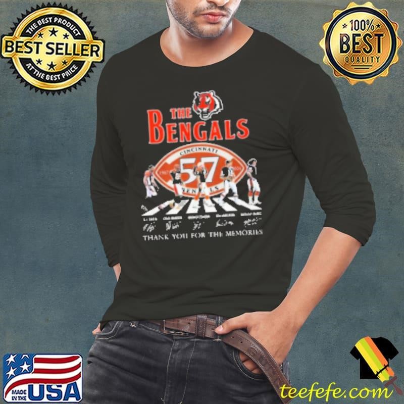 The Cincinnati Bengals NFL Abbey Road 57 Anniversary Thank You For The Memories Signatures Long Sleeve Tee