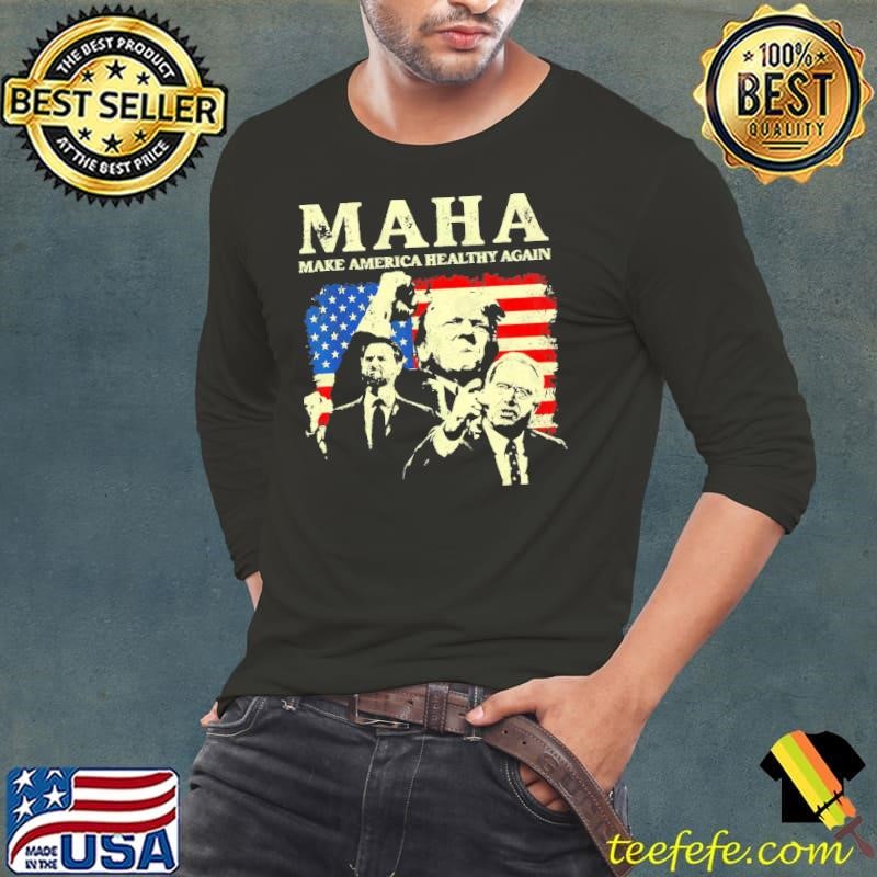 Trump Vance Kennedy MAHA Make America Healthy Again USa Flag T-Shirt