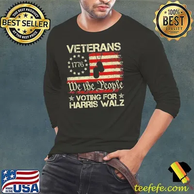 Veterans We The People Voting For Harris Walz 2024 Usa Flag T-Shirt