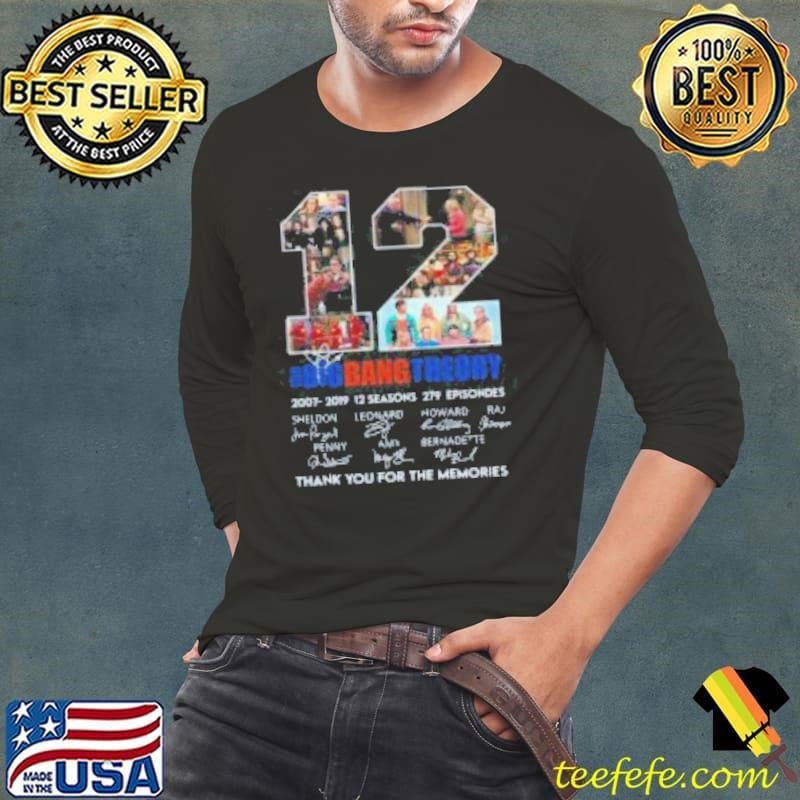 12 Years Of The Big Bang Theory 2007 2019 Thank You For The Memories Signatures Long Sleeve Tee