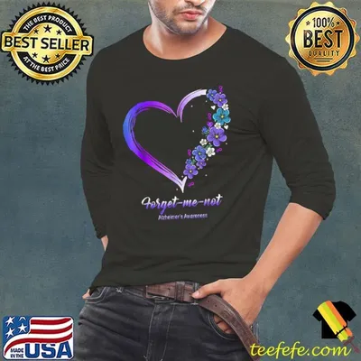 Alzheimer‘s Awareness Forget me not Heart Flowers Ribbon T-Shirt