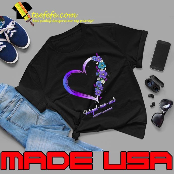 Alzheimer‘s Awareness Forget me not Heart Flowers Ribbon Unisex